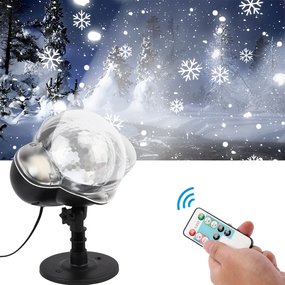 LED Christmas Projection Light Waterproof IP65 Outdoor Snowflake Spotlight Indoor Snowfall Decorations For Home Halloween Party