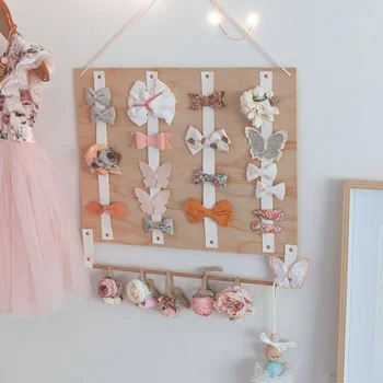 

Nordic Style Solid Wood Jewelry Storage Bow Hairpin Hanging Ornaments Children's Room Wooden Decoration Photo Photography Props