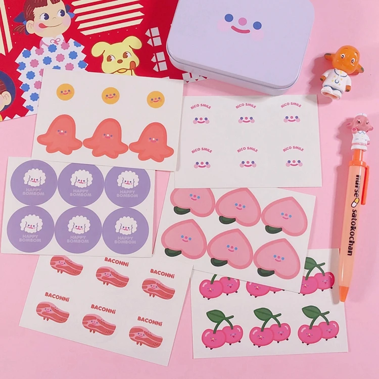 Kawaii Bear Pink Peach Decoration Sticker DIY Scrapbooking Label Diary Album Sticker Escolar Toy Sticker Cute Stationery