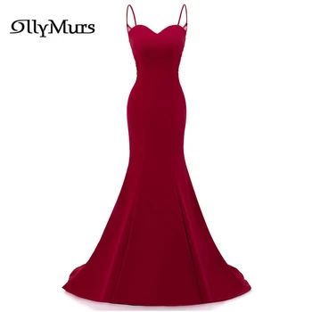 

Spaghetti Strap Formal Evening Dress LR958 Mermaid Floor-Length Women Party Dresses Solid Beading Appliques Vestidos De Fiesta