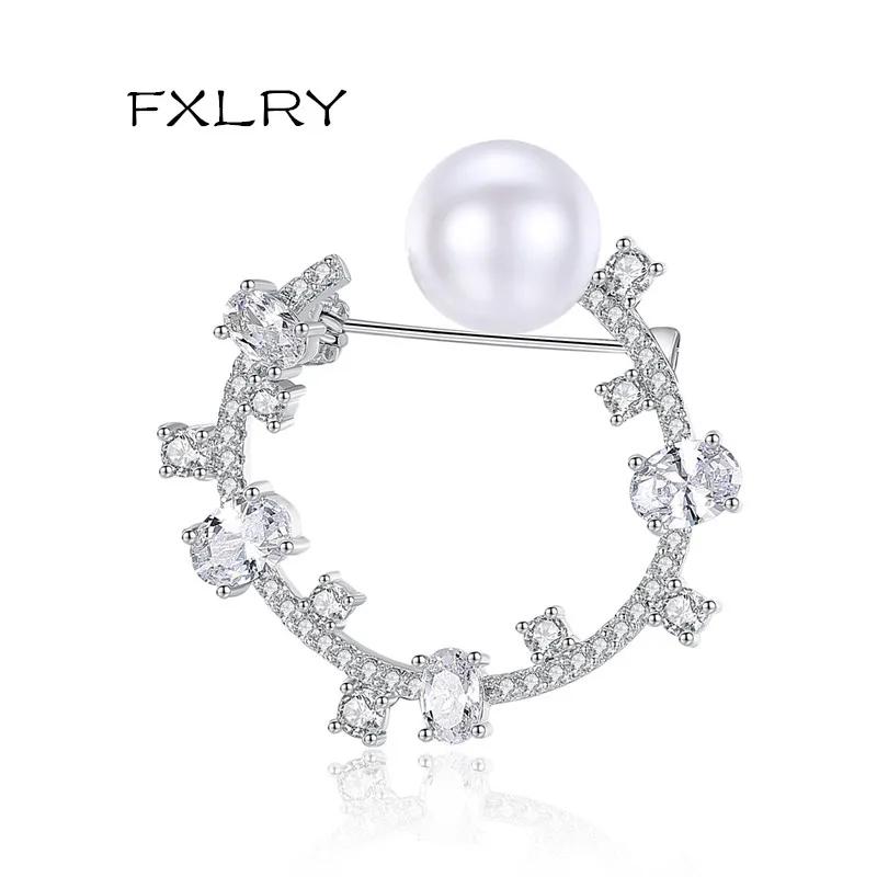 Женская Брошь с жемчугом и фианитом белого цвета|pearl brooch|brooch fashionfashion brooch |