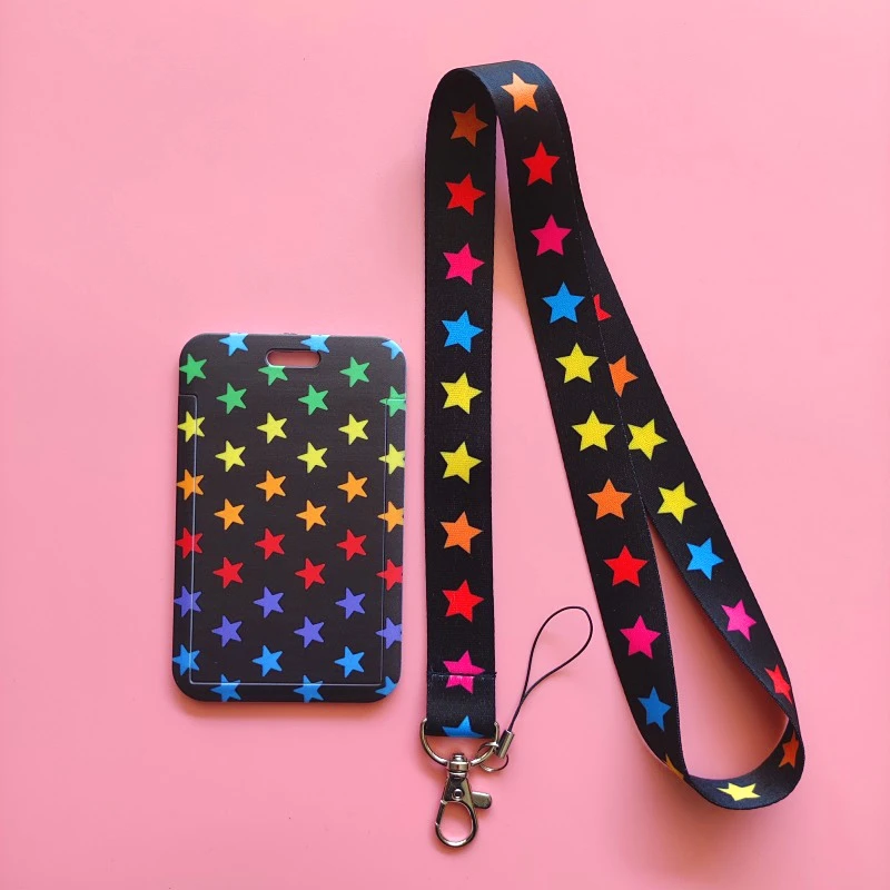 Cute Star Pattern Card Holder Pretty Neck Strap Lanyards Name Badge Holder  Card Cover Key Chain for Christmas Gift - AliExpress
