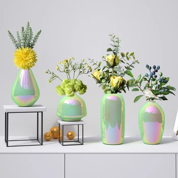 

Nordic Gradient Vase Ceramic Flower Pot Decor Pearl Glaze Mini Home Desk Dried Flower Plant Container Decorative Art Ornaments
