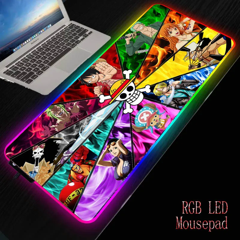 

XGZ One Piece Anime Gaming RGB Gamer Large Mousepad LED Lighting USB Keyboard Colorful Desk Pad Mice Mat for PC Laptop Desktop