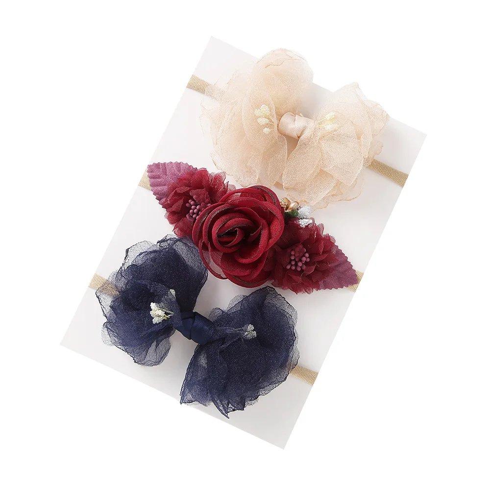 3 Bộ Bé Buộc Tóc Trẻ Em MŨ SƠ SINH Khăn Trùm Đầu Trẻ Em Phụ Kiện Băng Đô Cài Tóc Turban Gọng Đơn Giản Nơ Phụ Kiện Tóc Thun Băng Đô Quấn Tóc