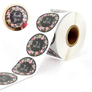 

500pcs round Floral Thank You Stickers Floral Stickers for seal Labels Mailing Supplies for Small Package Bags handmade sticker