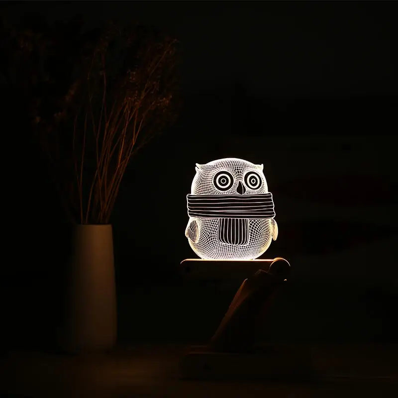 Светодиодный 3d-ночник деревянная лампа рядом Настольная лампа массивная деревянная лампа Гибкая Настольная лампа для детской спальни Декор для гостиной