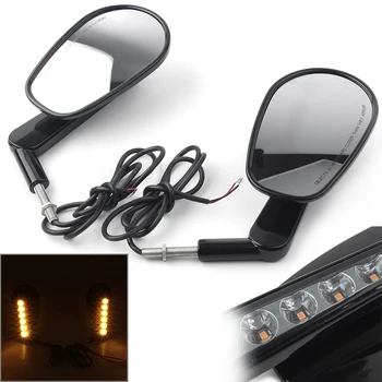 

Motorbike Rear View Mirrors w/LED Turn Signal Light For Harley VROD VRSCF 2009 2010 2011 2012 2013 2014 2015 2016 2017 Black