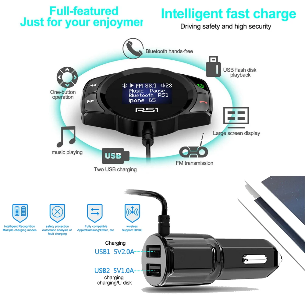 Bluetooth автомобильный fm-передатчик MP3 плеер Hands free радио адаптер Комплект USB зарядное устройство JDS385 fm-передатчик