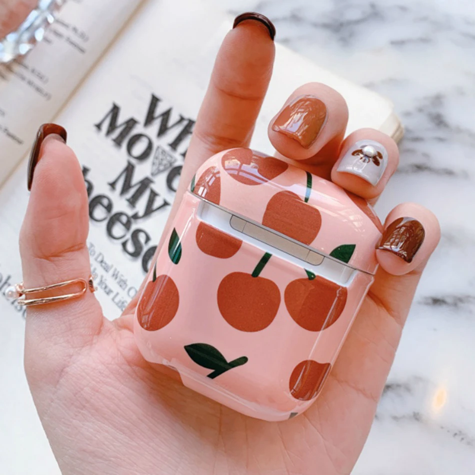 

Marble Bluetooth Headphone Case For Airpods 2 Case Luxury Avocado Case Protection Cover For Apple Air Pods Earpods Flower Case