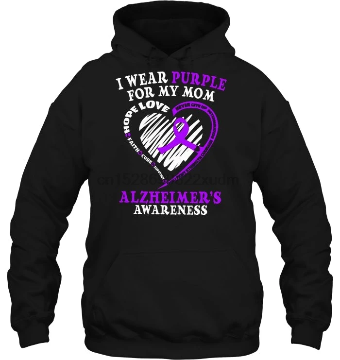 Мужская толстовка с капюшоном I Wear фиолетового цвета для мамы Alzheimer's Awareness(1) женская уличная одежда