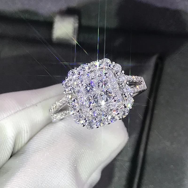 

Wholesale Milangirl Fashion Luxury Sparkly Shiny White Zirconia Female Copper Ring for Women Engagement Wedding Party Jewelry