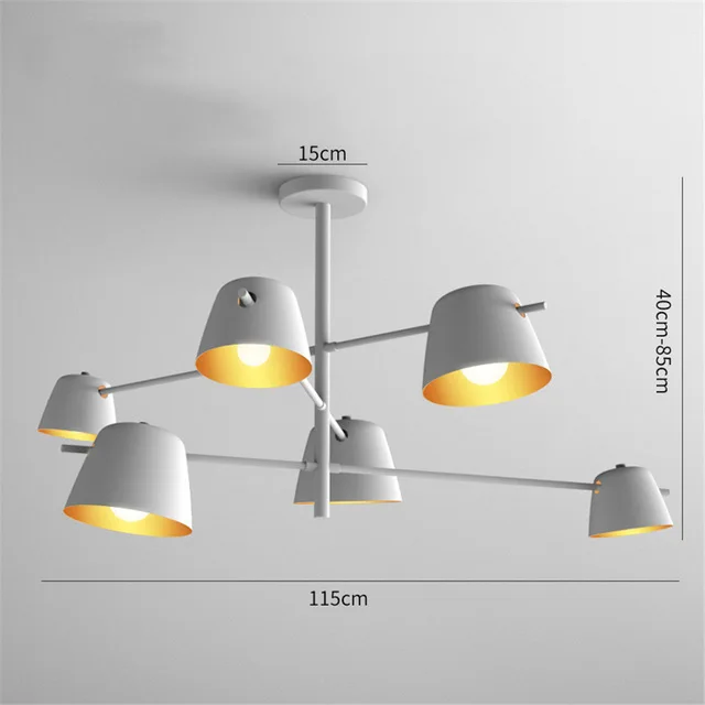 White Lustra lampa современный металлический Лофт Светодиодный Люстра Освещение Гостиная Спальня минималистичный ветряной колокольчик люстра - Цвет абажура: White