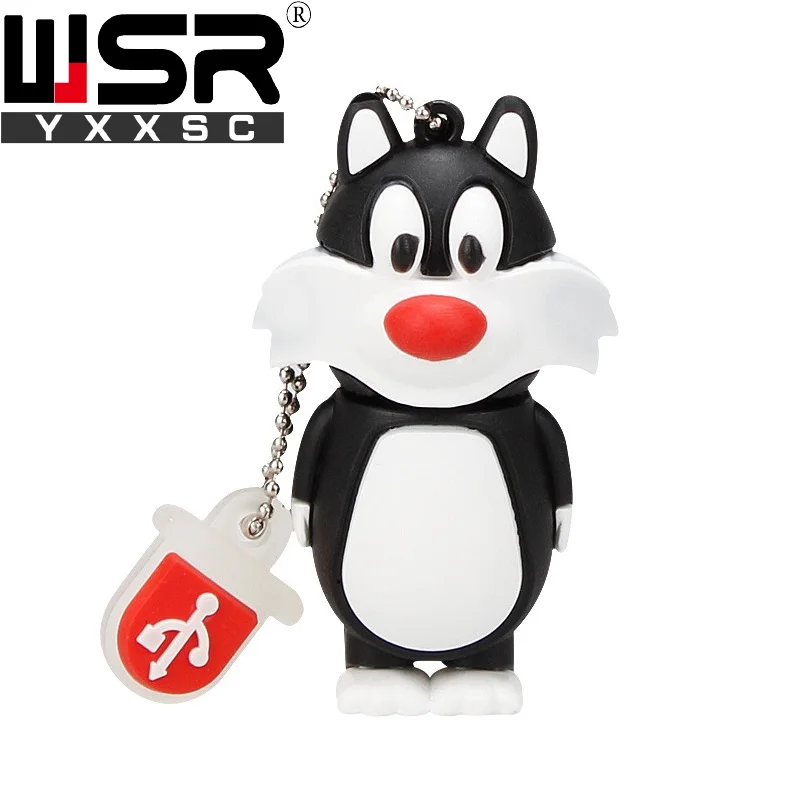 Cat Usb-накопитель с мультипликационным принтом 2,0, 32 ГБ, 64 ГБ, 128 ГБ, кот, утка, Лев, кролик, ворона, серия usb 4 ГБ, 8 ГБ, 16 ГБ, новинка,, изысканный подарок для детей - Цвет: Cat