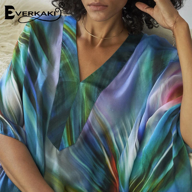 Everkaki женское платье с принтом Boho, свободные платья, туники, комбинезон, летние пляжные женские винтажные длинные платья, женское платье, новинка