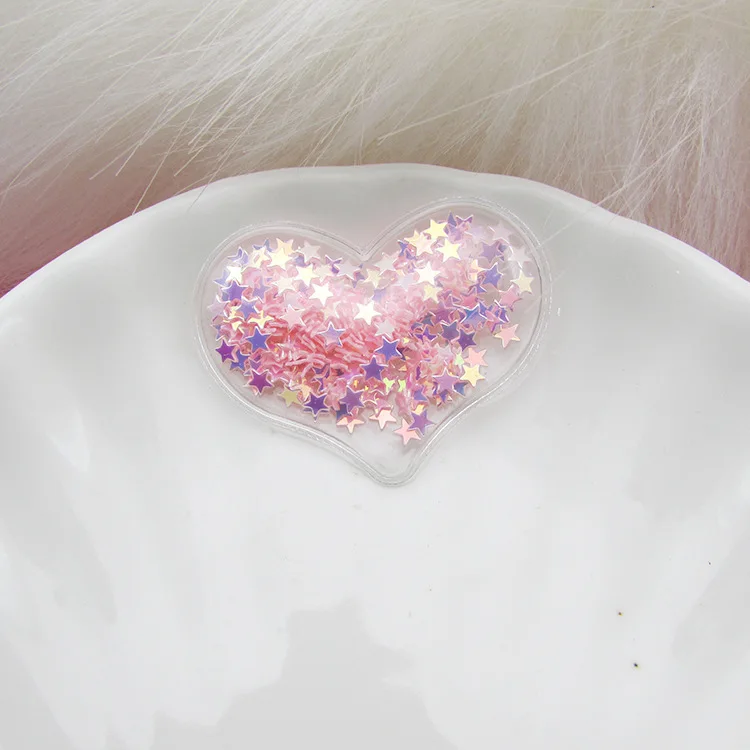 Heart Pink 20 шт прозрачный блеск зыбучие пески пентаграмма сердце любовь блестки DIY девушка ювелирное изделие в виде заколки ремесла материал милый орнамент патч - Цвет: Heart Pink