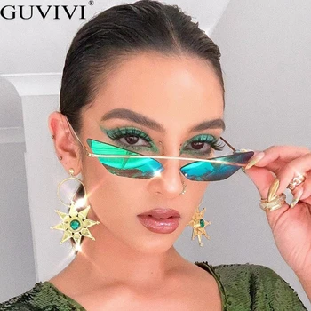 

Vintage Cat Eye Sunglasses Women Trend Luxury Metal Frame Sun Glasses For Female Red Green Mirror Unique Eyeglasses Shades UV400