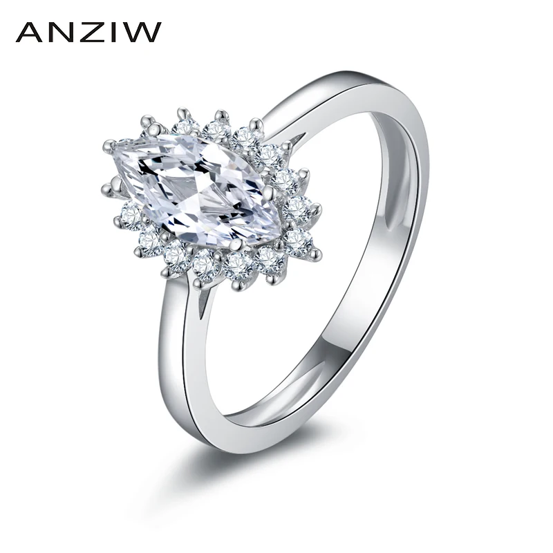 ANZIW уникальное дизайнерское элегантное обручальное кольцо Marquise Cut 1 карат SONA 925