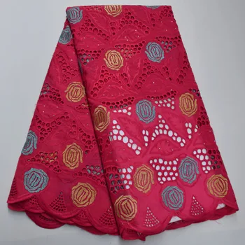 

Most Fashion African Swiss 100% Cotton Lace Fabric Stoned Nigerian Swiss Voile Lace In Switzerland For Garments Party Dress TV-6