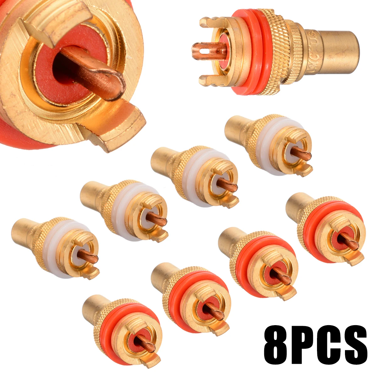 8 шт./лот, красный+ белый медный RCA разъем, RCA гнездо, Phono шасси, разъем, вилки