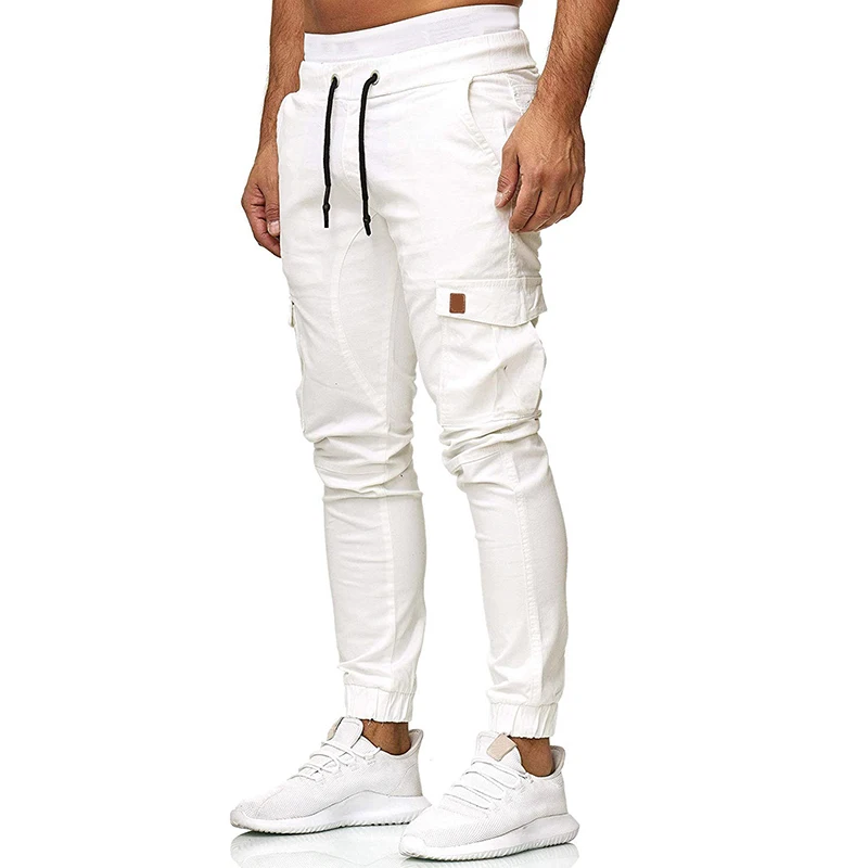 Осенний стиль Ouma для мужчин борется с кожей с шнурком ремень Slim Fit луч ноги повседневные брюки сплошной цвет обтягивающие брюки
