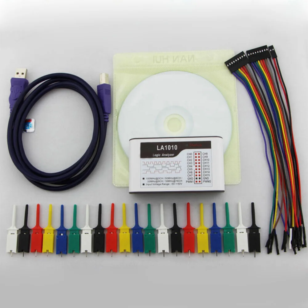 

LA1010 Host Logic Analyzer Flat Cables 16 Channel Output USB Adjustable Discs