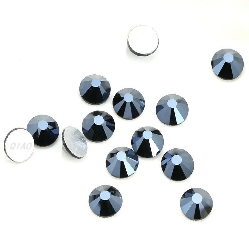 shiny black Супер Блестящий Стразы черный блестящий SS3-SS20 не горячей фиксации FlatBack Стеклянные стразы украшения на платье - Цвет: shiny black