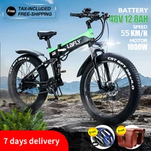 Bicicleta Eléctrica Plegable de 26 Pulgadas, Bici de Montaña con Batería de litio de 48V12.8ah,de 1000 W, Neumático Ancho de 4.0