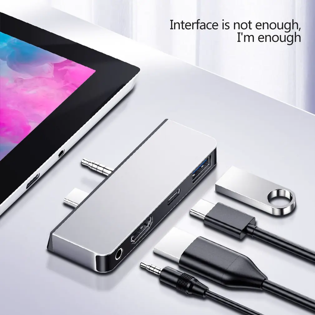 USB C концентратор USB 3,0 HDMI 3,5 мм аудио адаптер для поверхности Go Pro 6 мульти USB-C type C концентратор USB разветвитель