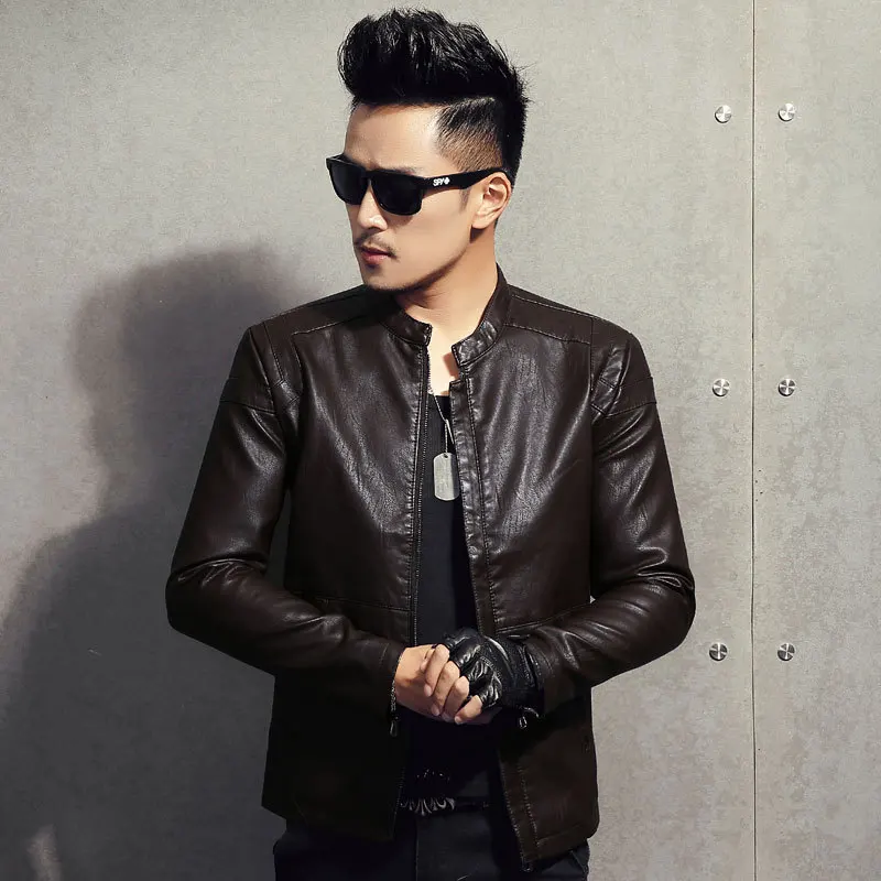 New Style MEN'S PU Jacket Short Imitation Leather Clothing Men's Autumn Thin Locomotive Leather Coat Outer Mold Entity