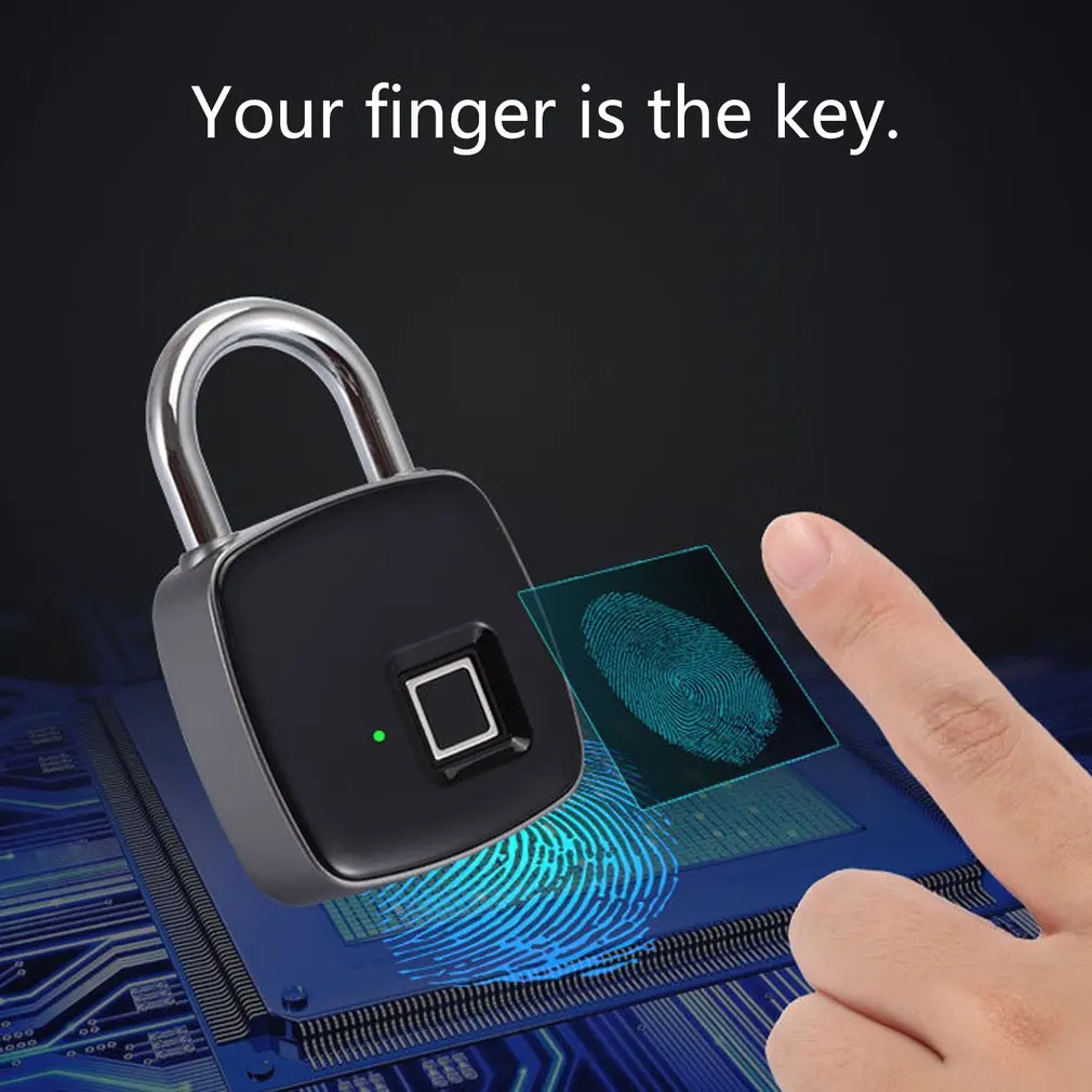 Fingerprint Padlock Outdoor Luggage P3 Fingerprint Smart Lock Low Power 2 Year Standby Duration Anti-theft Door Lock