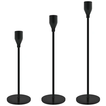 

3Pieces Taper Candle Holders Black Table Decorative Candlestick Holder for Wedding Dinning Party Candle Holders