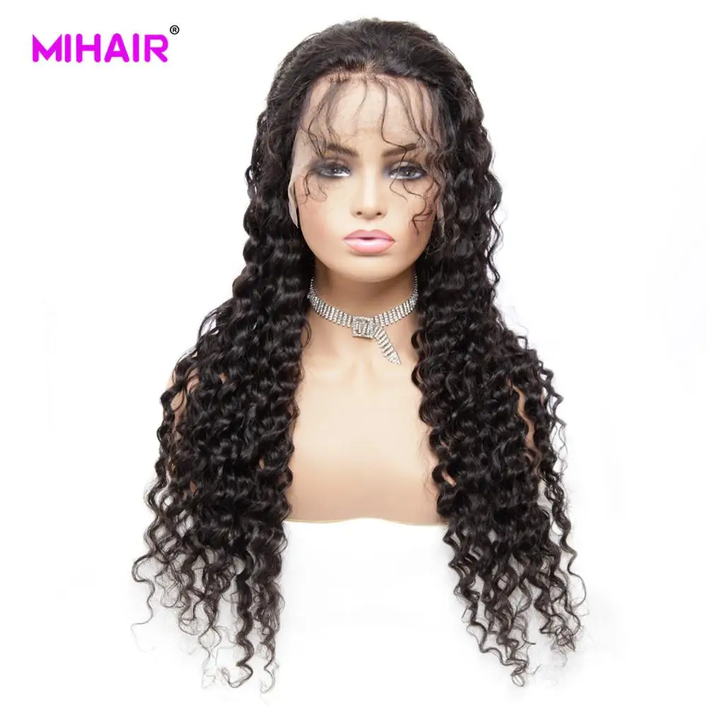 MIHAIR бразильские волосы глубокая волна Кружева передние парики 150% Remy человеческие волосы средний коэффициент парики 13х4 кружевные парики с детскими волосами швейцарские кружева