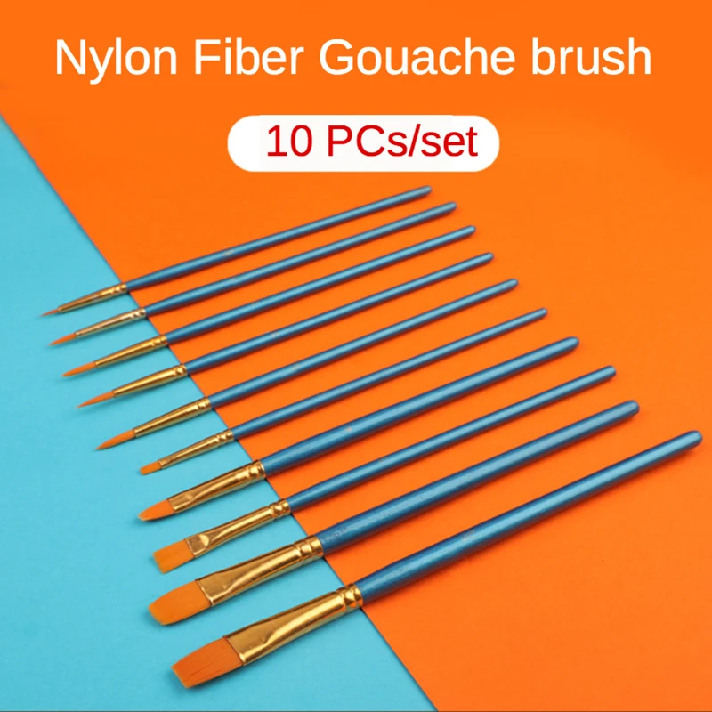 Set Of 10 Nylon Art Paint Brushes For Painting By Numbers Acrylic Paints