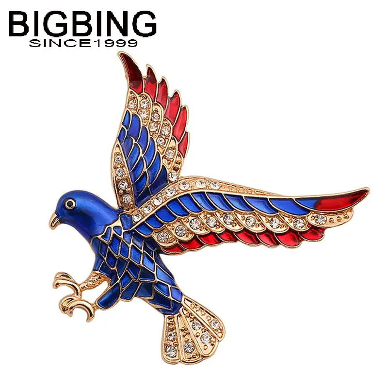 

Q112 BIGBING Fashion jewelry blue red crystal eagle brooch fashion women Brooch fashion jewelry good quality nickel free