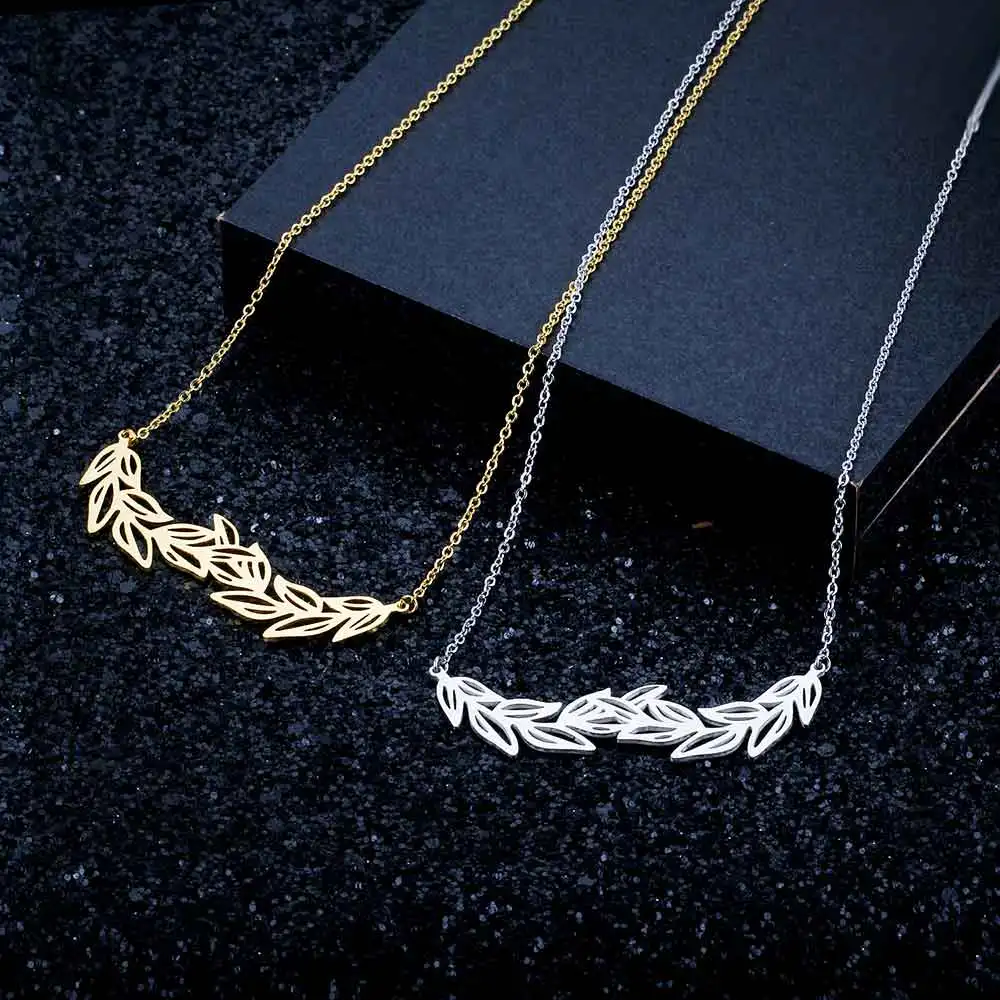 Ожерелье женское из нержавеющей стали с большими листьями 100%|Ожерелья подвеской|