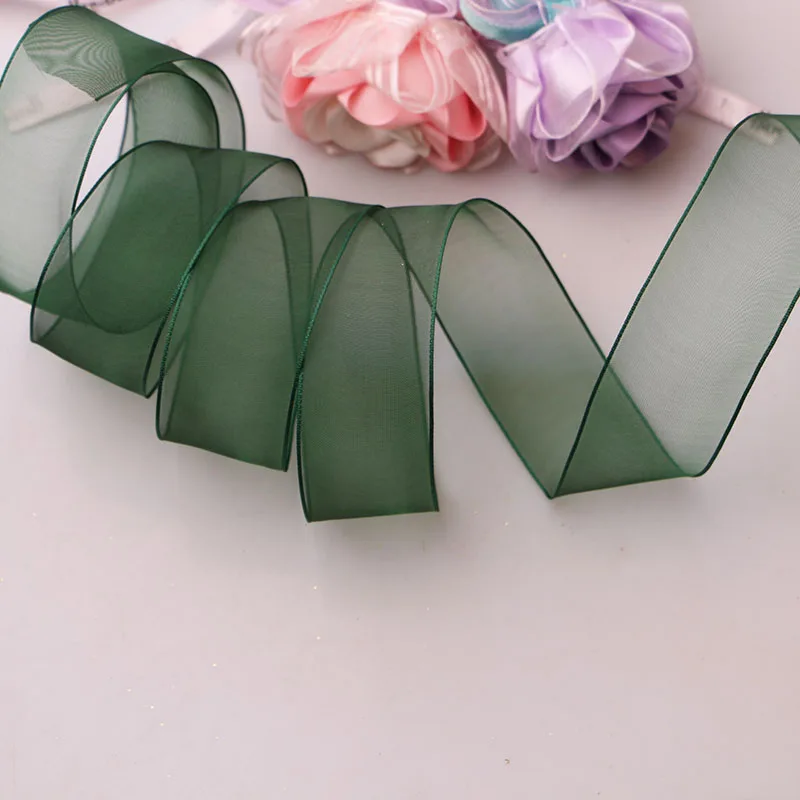 green 4 см 5 DIY аксессуары с металлическим краем, Жесткая сетка, лента, фиолетовая Красная Зеленая лента, декоративная подарочная коробка с деревом, упаковка с бантом - Цвет: green