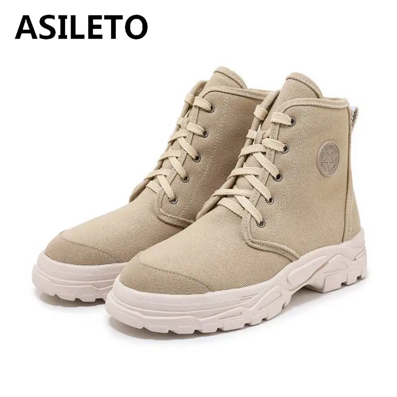 

ASILETO Women Fur Plush Ankle Boots Round Toe Platform Patchwork Lace Up Cross-tied Anti slip bottes femme Hiking size 29-46