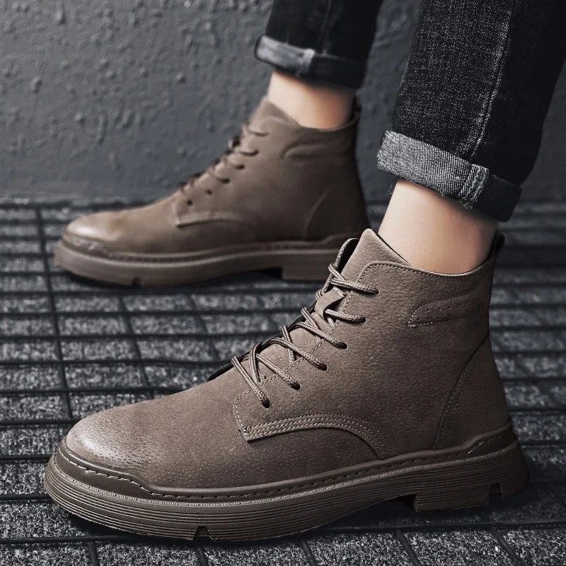 

2019 New Style MEN'S SHOES plus Velvet Autumn & Winter British-Style Martin Boots Men Workwear Casual Hight-top Fashion Boots Re