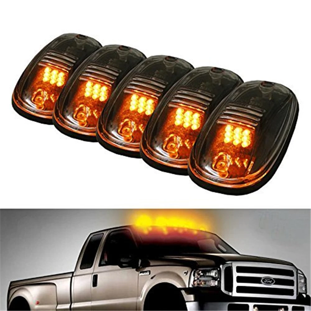 5Pcs/Set LED Smoked Lens Cab Roof Marker Light Amber Roof Top Clearance Running Lamp For Truck SUV Dodge Ram 1500 2500 3500 4500