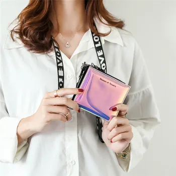 

Fashion Symphony Laser Small Wallet Women Multifunction Purses Ladies Money Bag Korean Female Holographic Wallet