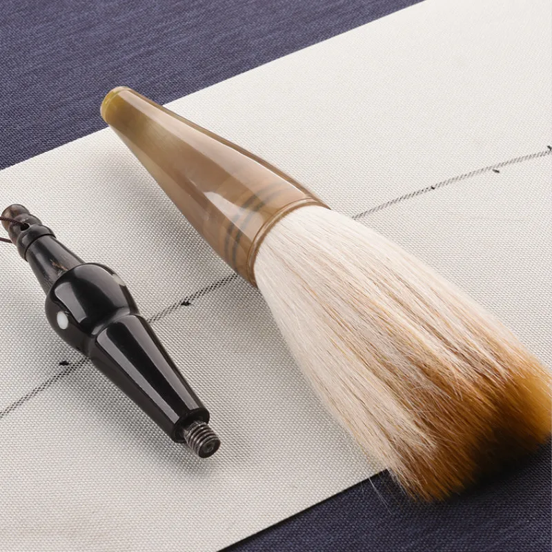 Chinese Calligraphy Brush Caligrafia Hopper-shaped Ox Horn Painting Writing Brush Pen Woolen Weasel Hair Brush Pen Tinta China