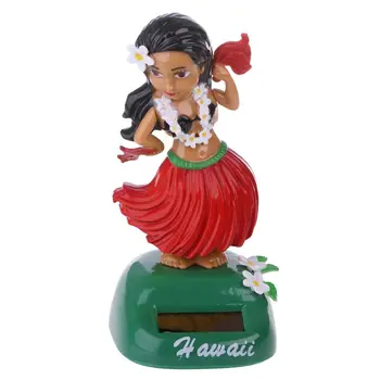 

1PC Car Ornaments Hawaii Girl Hula Shaking Head Toy Solar Powered Auto Interior E7CA