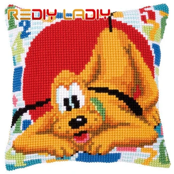 

Cross Stitch Cushion Cartoon Mouse Make Your Own Pillow DIY Chunky Cross Stitch Kits Pre-Printed Canvas Acrylic Yarn Pillow Case
