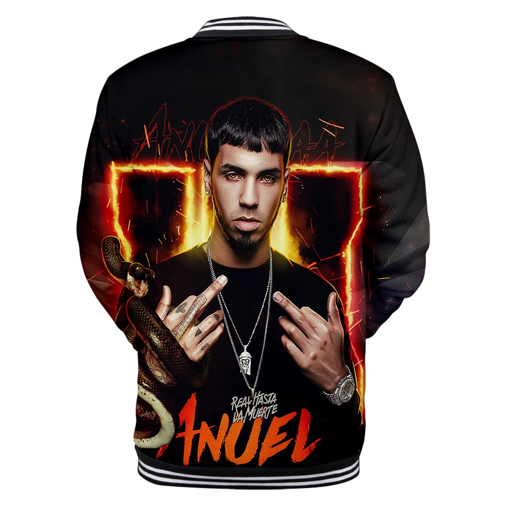 Новая бейсбольная куртка Anuel AA с 3D принтом женская/Мужская модная куртка с длинным рукавом горячая распродажа Повседневная Уличная одежда