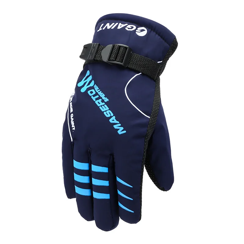 Зимние уличные утолщенные бархатные теплые перчатки мужские для верховой езды Нескользящие износостойкие лыжные перчатки от холода - Цвет: style3-blue
