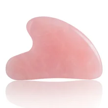Espátula de cuarzo rosa Jade Guasha, espátula de piedra Natural, herramientas chinas Gua Sha para terapia de presión de acupuntura de cara y cuello trasero