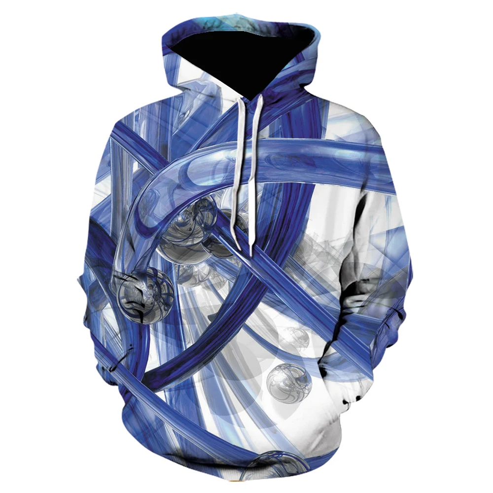 

Funny mens hoodies 2020 Brand New long Sleeve hoodie Men Harajuku Casual sweatshirts 3D printed White blue geometric figures