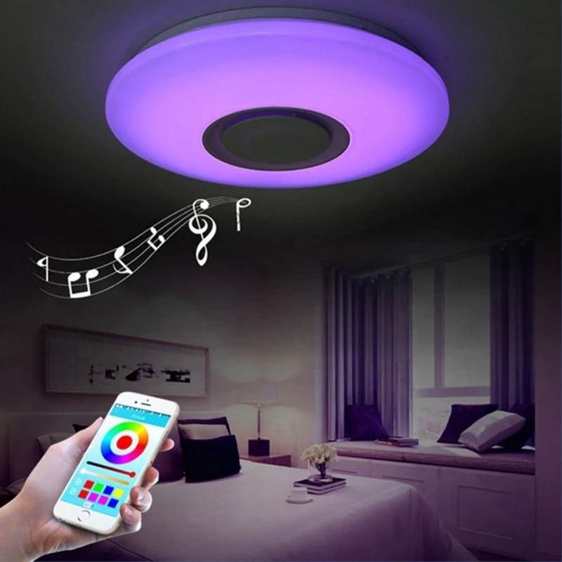 Bluetooth приложение Дистанционное управление Светодиодные музыкальные потолочные светильники RGBW лампы для спальни 36 Вт Домашнее освещение умное Украшение RGB Светодиодные панельные лампы