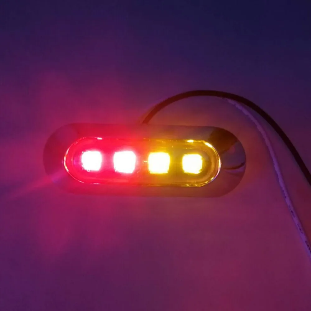 Fuleem 10 шт. 4 светодиодный красный и янтарный свет зазор боковой маркер грузовик лампа прицепа хромированная крышка рамка 12 в 24 в водонепроницаемый